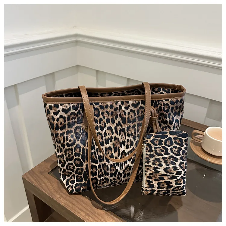 Leopard Print Tote Bag with Matching Wallet