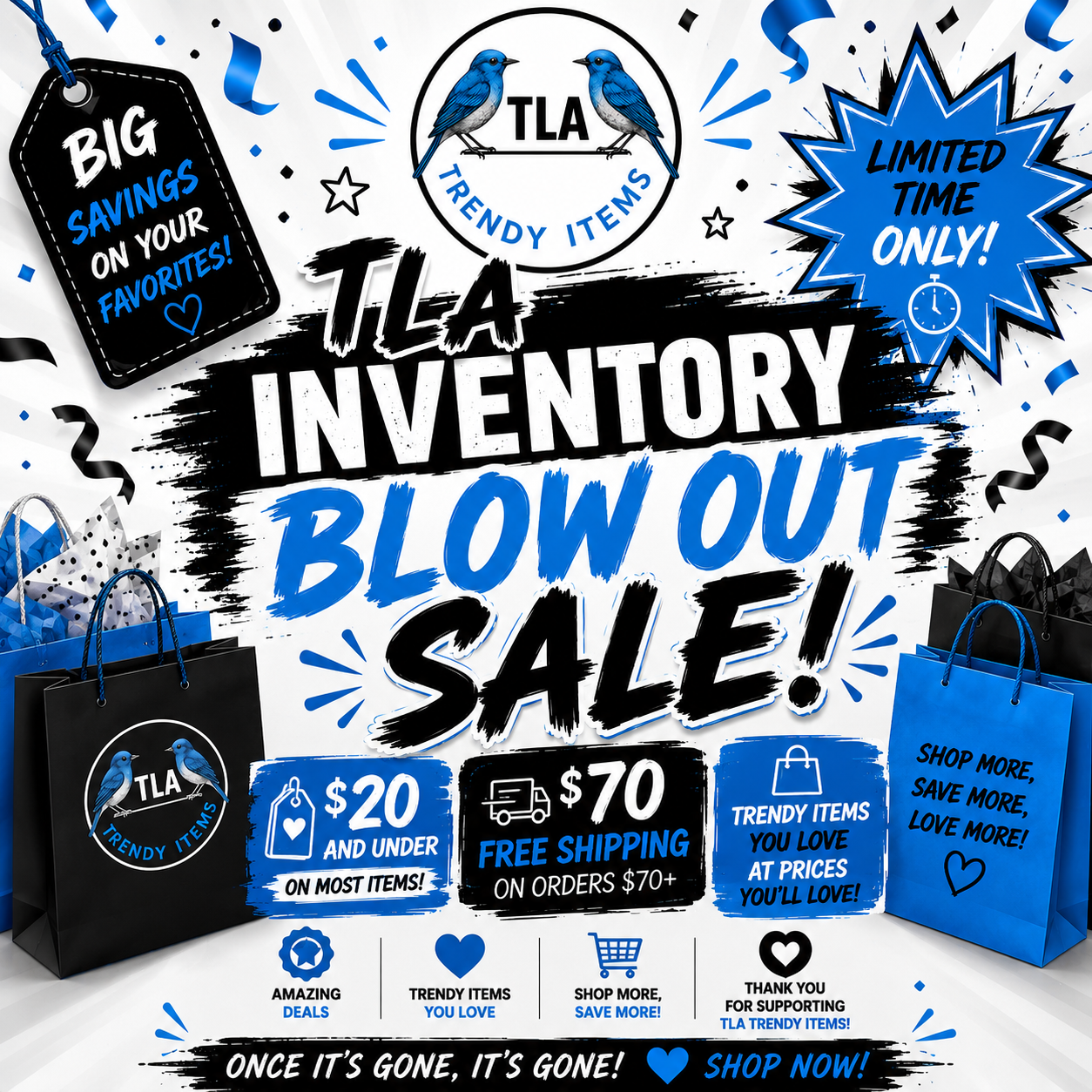 INVENTORY BLOW OUT!!! $20 OR LESS