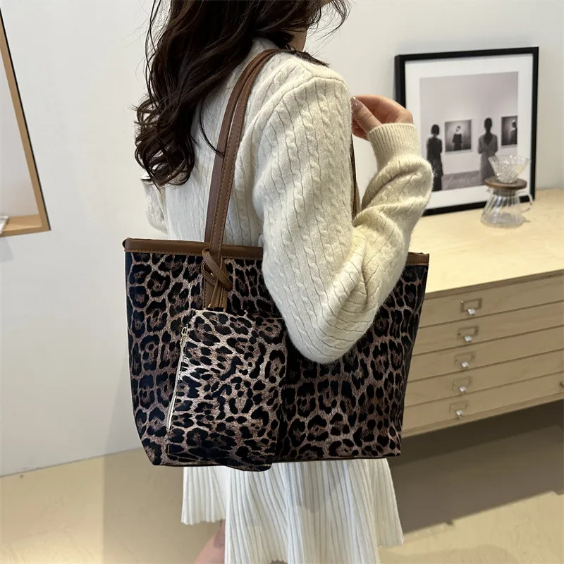 Leopard Print Tote Bag with Matching Wallet