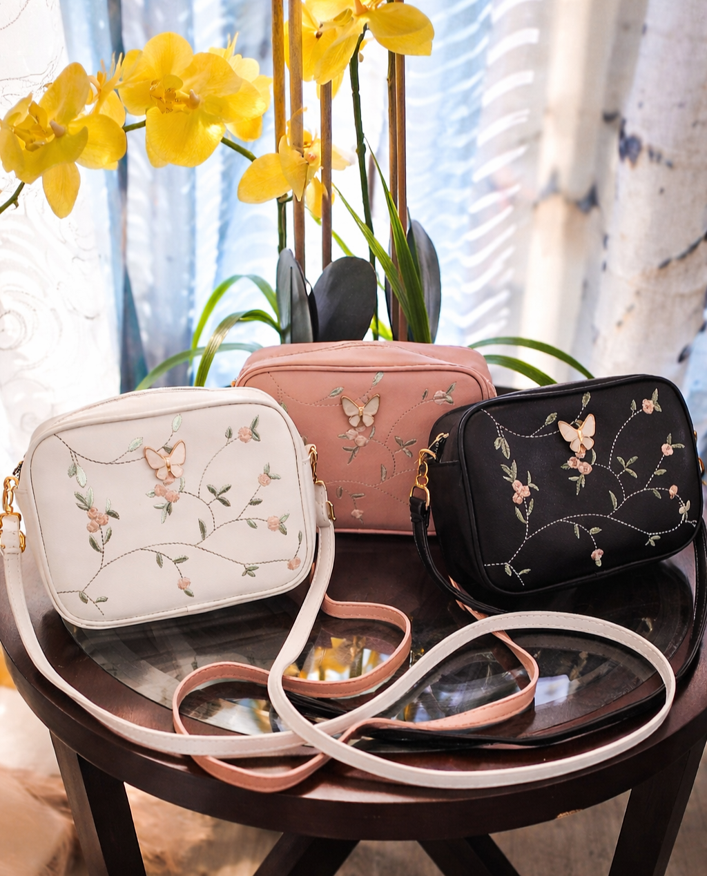 Floral Butterfly Crossbody Purse – Embroidered Mini Shoulder Bag | Cute Women's Handbag