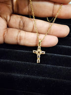 18k Gold Plated- Stainless Steel Crystal Cross Necklace – Classic Radiance Collection