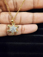 18K Gold-Plated Snowflake Pendant Necklace – Sparkling Winter Jewelry