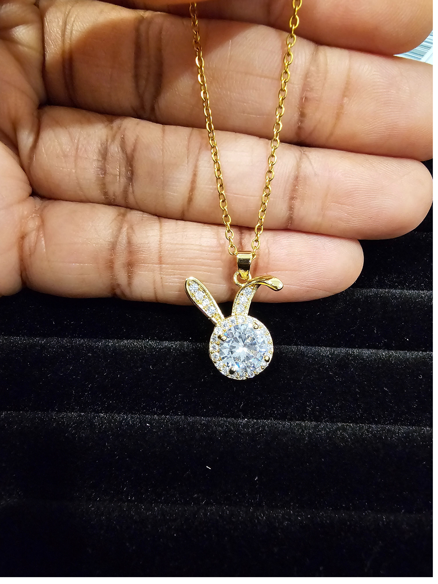 18K Gold Plated - Stainless Steel Bunny Ears Round Necklace – Cute & Chic Collection