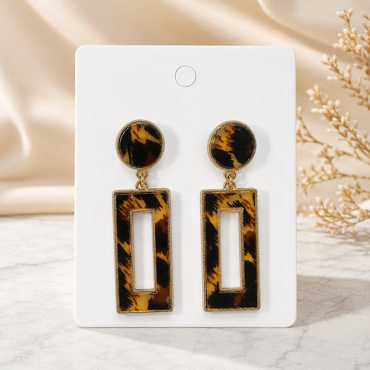 Wild Luxe Tortoiseshell Geometric Drop Earrings