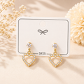 Golden Sparkle Heart Earrings with S925 Post