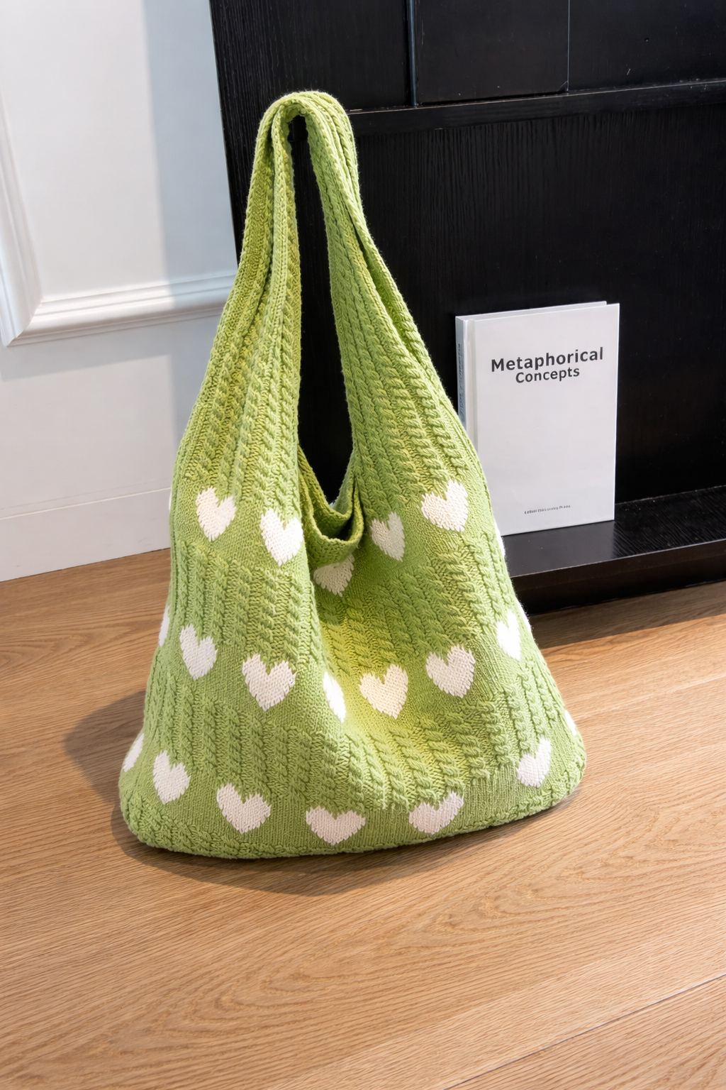 Heart Pattern Yarn Vintage Tote Bag