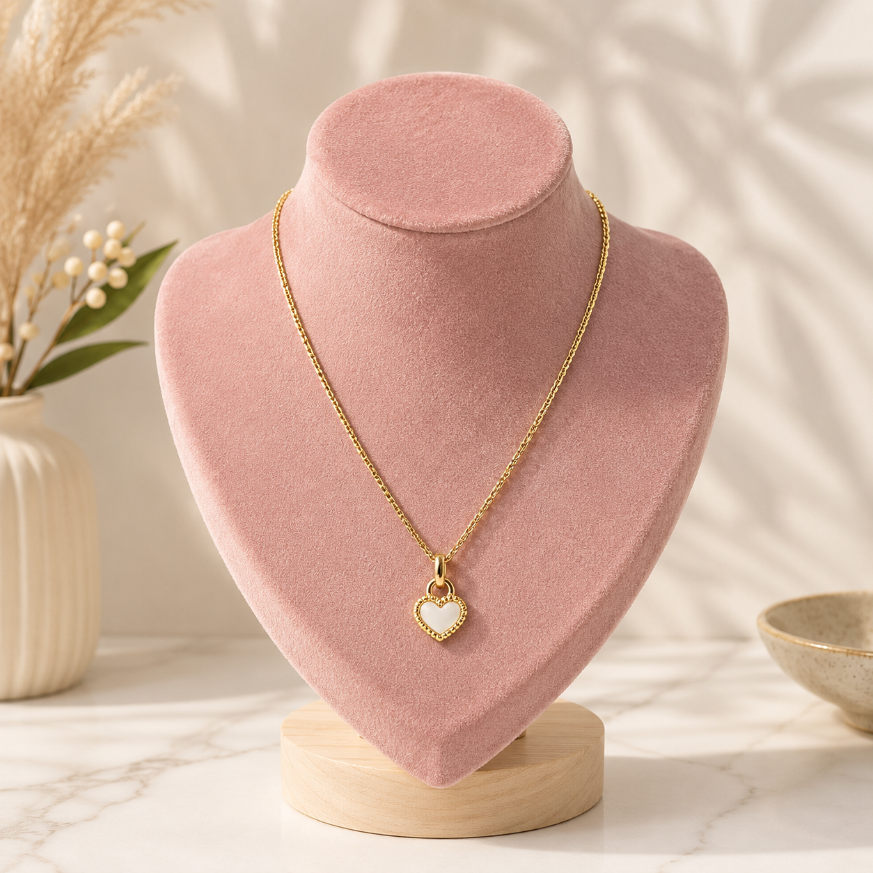 Reversible Heart Pendant Necklace – 18K Gold Plated | Tarnish Resistant