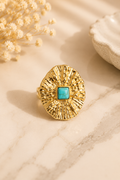 Turquoise Sun Statement Ring – 18K Gold Plated Stainless Steel | Tarnish Resistant
