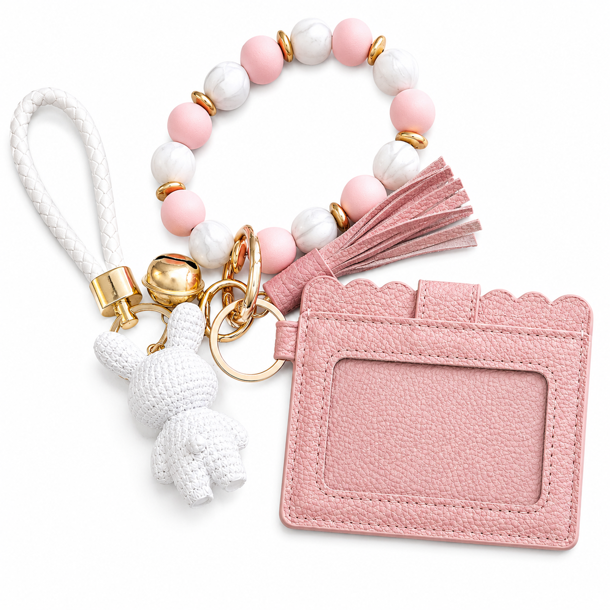 Pink Bunny Wristlet Wallet Set