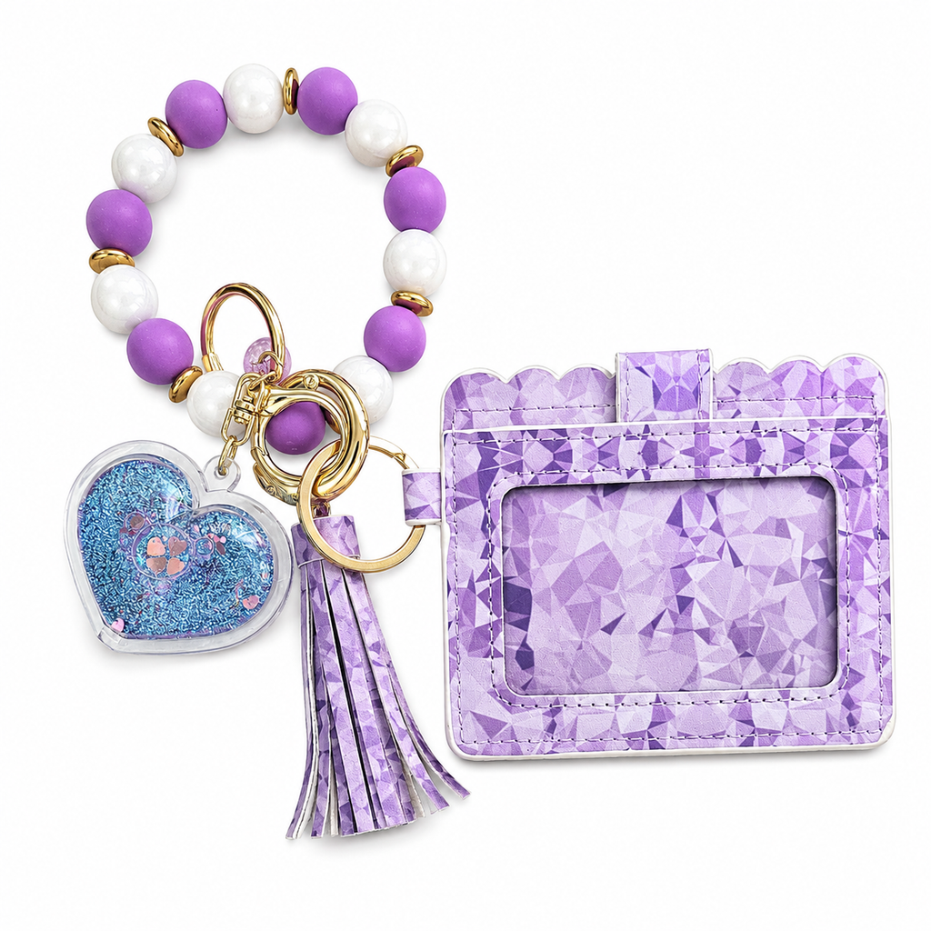 Purple Crystal Wristlet Wallet Set