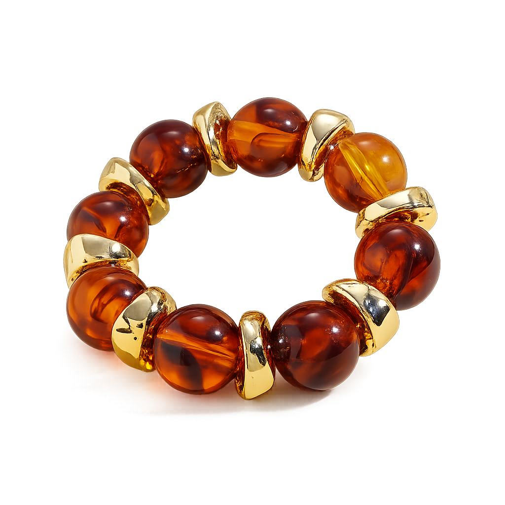 Luxury Marble Beaded Stretch Bracelet with Gold Accents – Multiple Colors