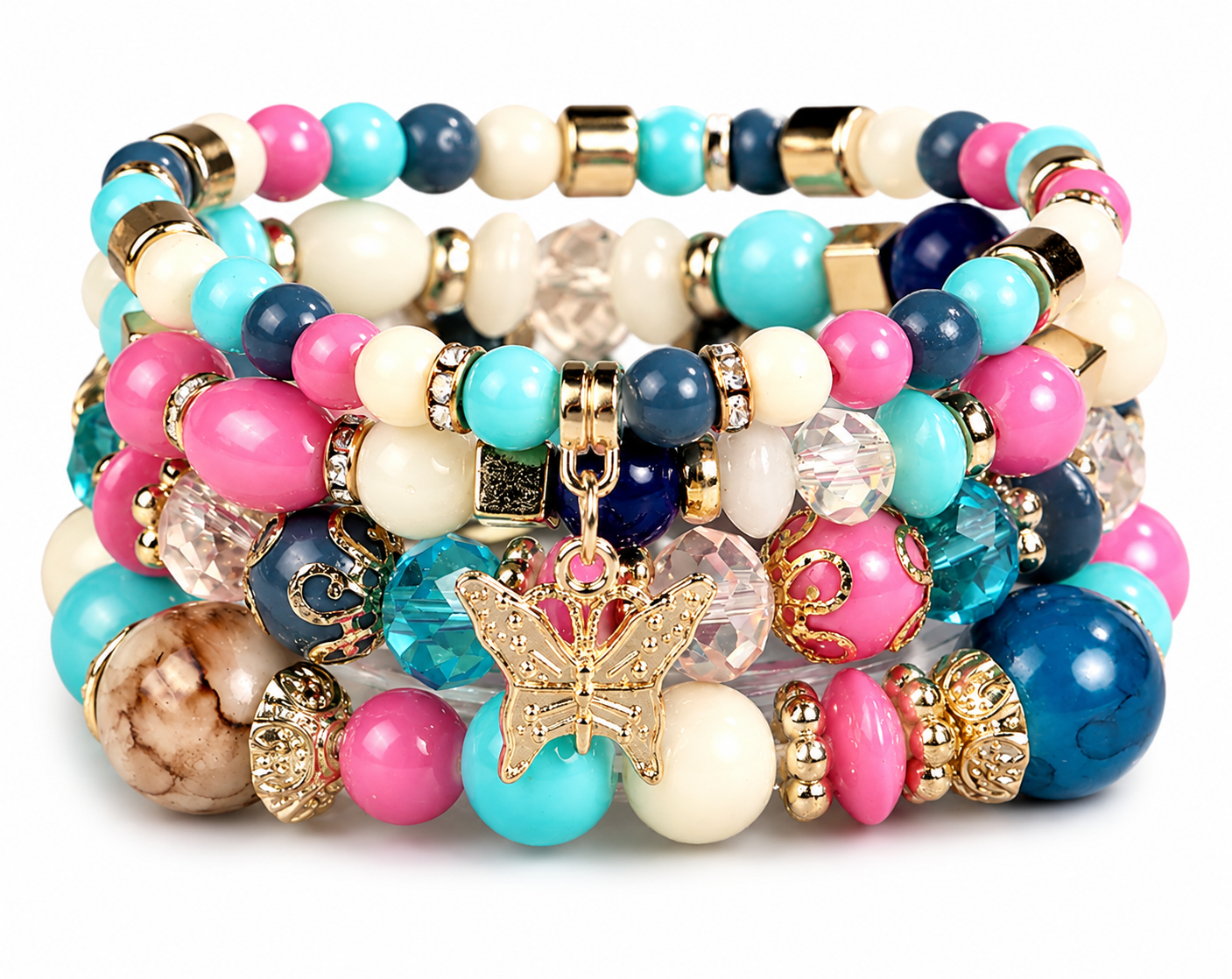 Butterfly Beaded Charm Bracelets