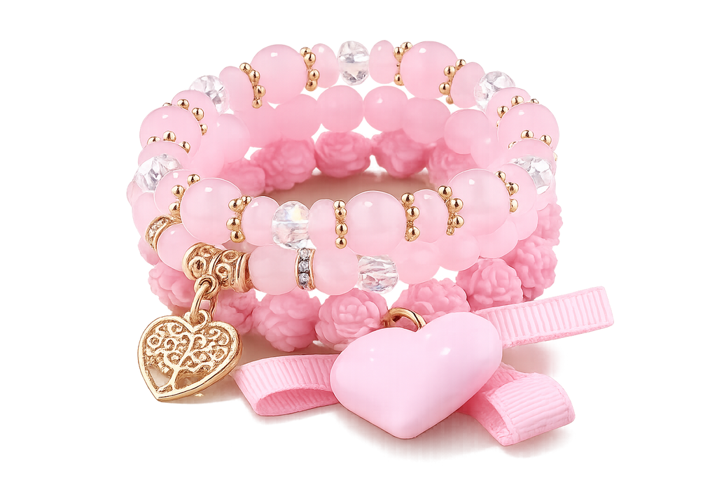 Elegant Heart & Crystal Stretch Bracelet