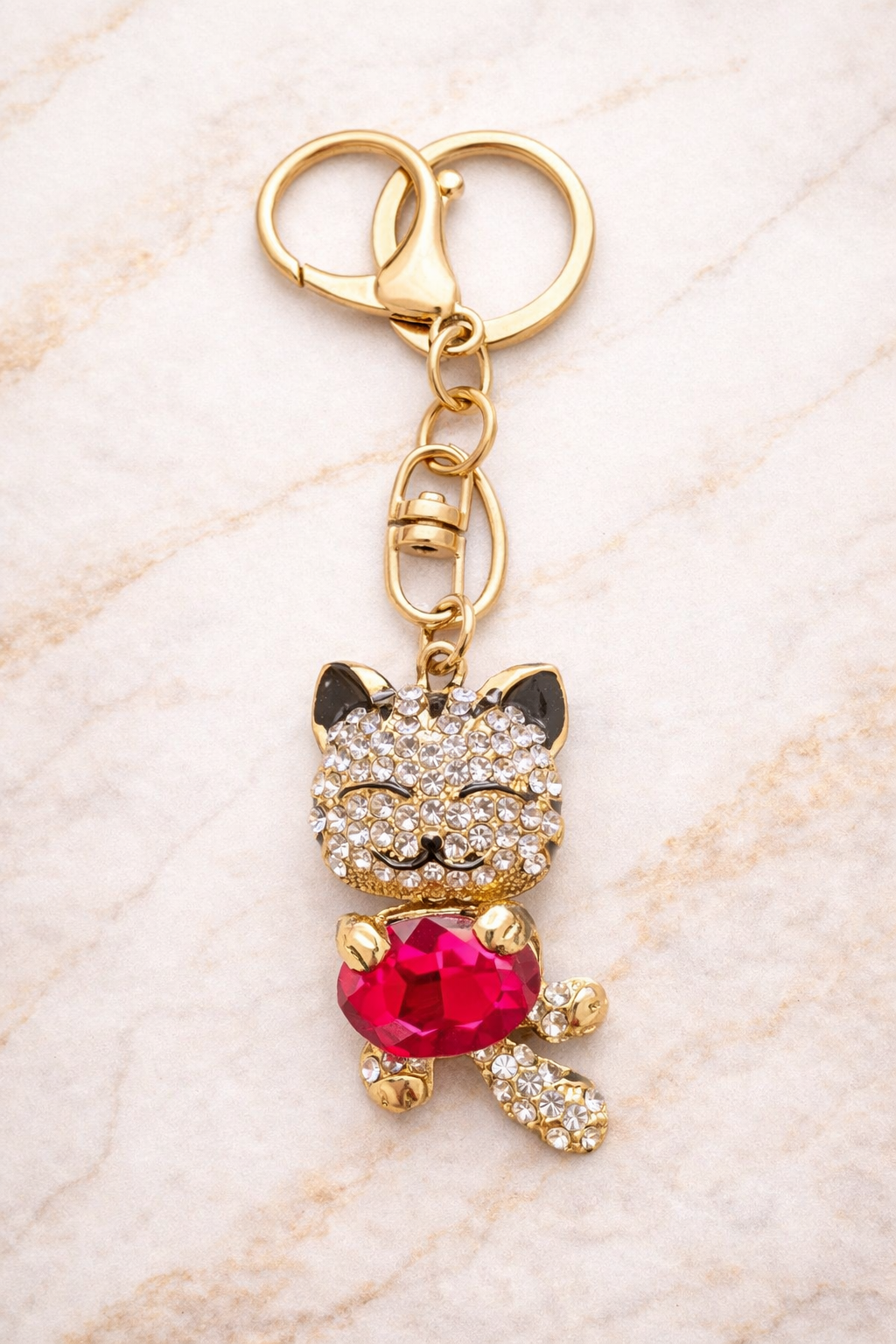 Sparkling cat charm keychain