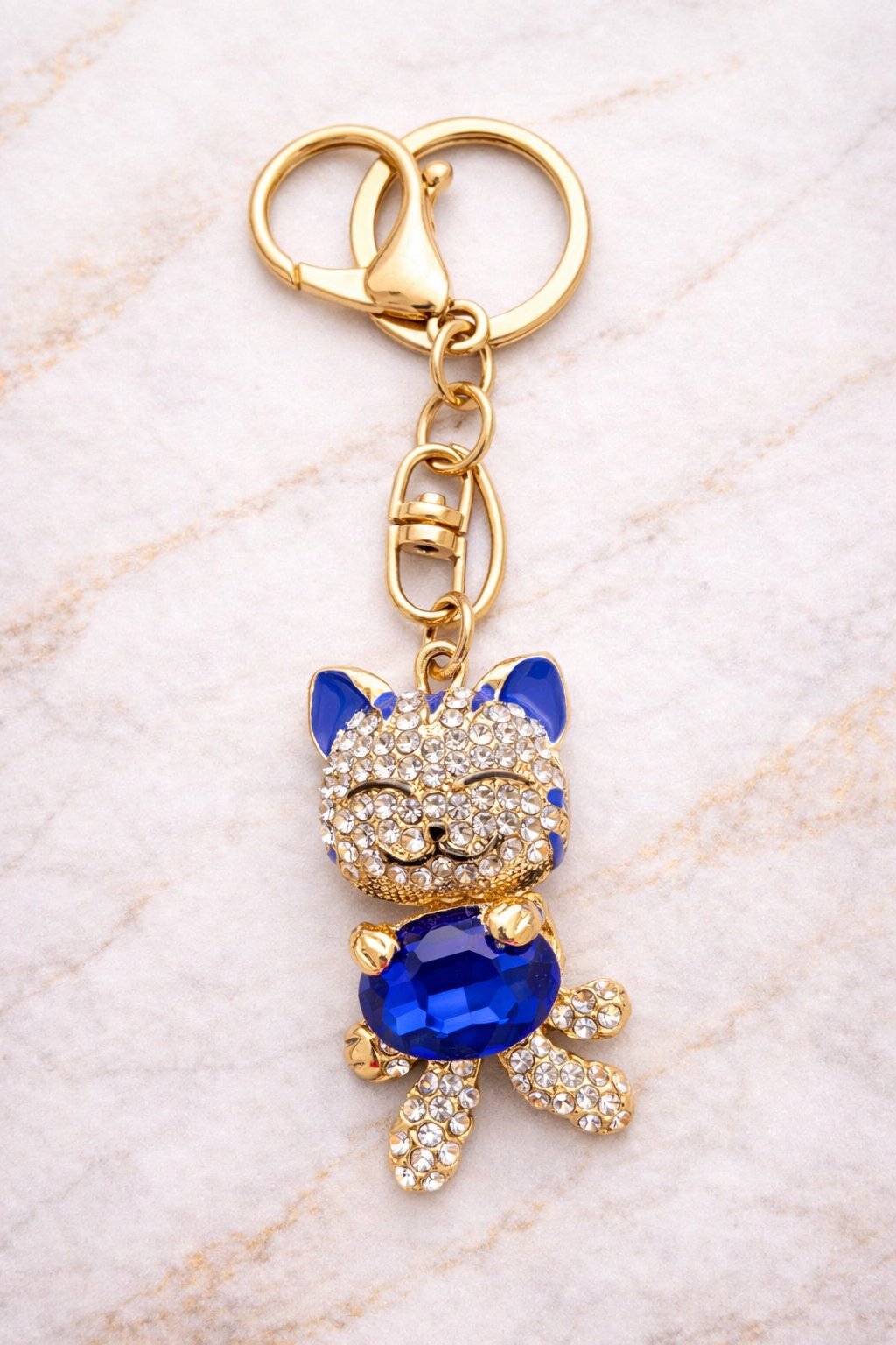 Sparkling cat charm keychain