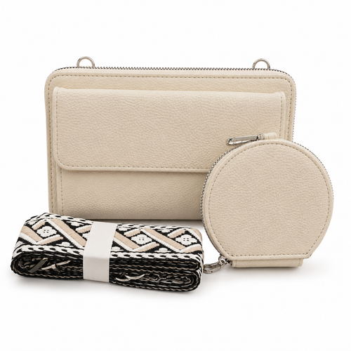 3-Piece Wallet & Coin Purse Set with Adjustable Strap (7 colors)