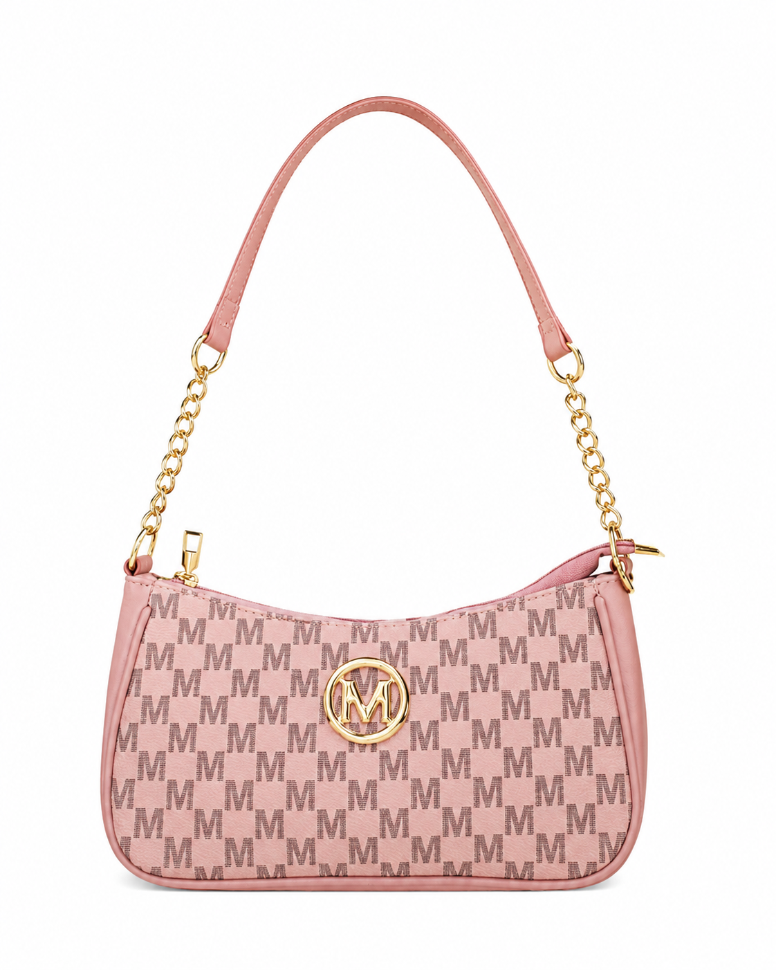 Monogram Shoulder Bag with Gold Chain Accent – Trendy Crossbody Purse (4 Colors)