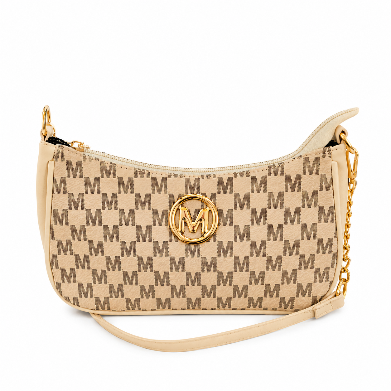 Monogram Shoulder Bag with Gold Chain Accent – Trendy Crossbody Purse (4 Colors)