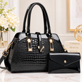 Luxe Croc-Embossed Satchel Handbag & Matching Wallet Set