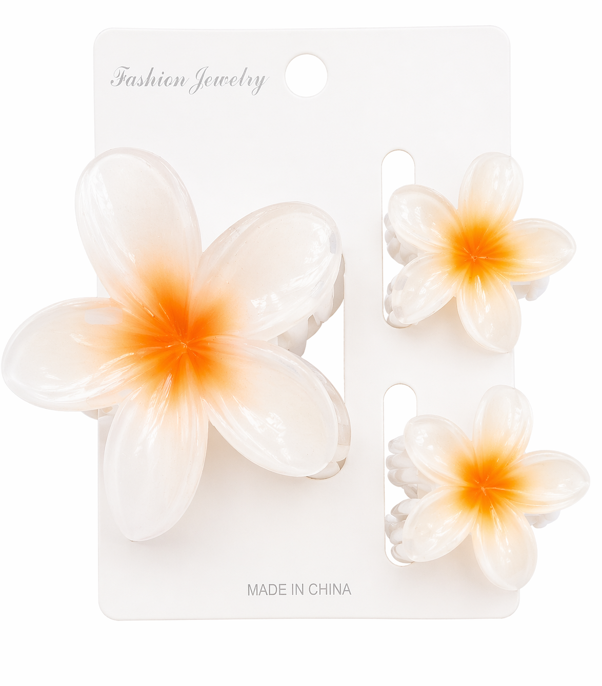 Multicolor Plumeria Flower Hair Clips Set – Tropical Floral Claw Clips, Aesthetic Hair Accessories for Women & Girls