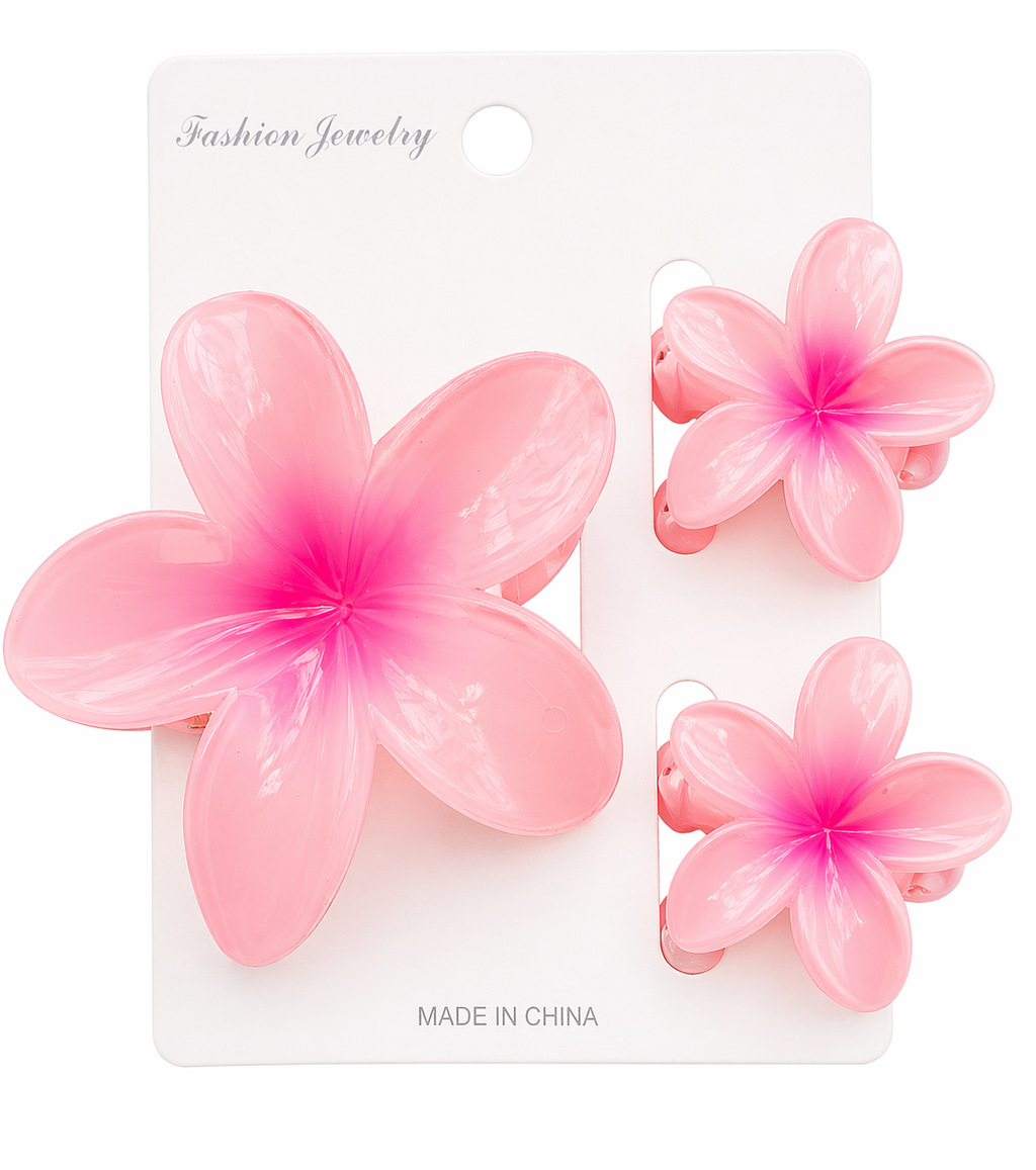 Multicolor Plumeria Flower Hair Clips Set – Tropical Floral Claw Clips, Aesthetic Hair Accessories for Women & Girls