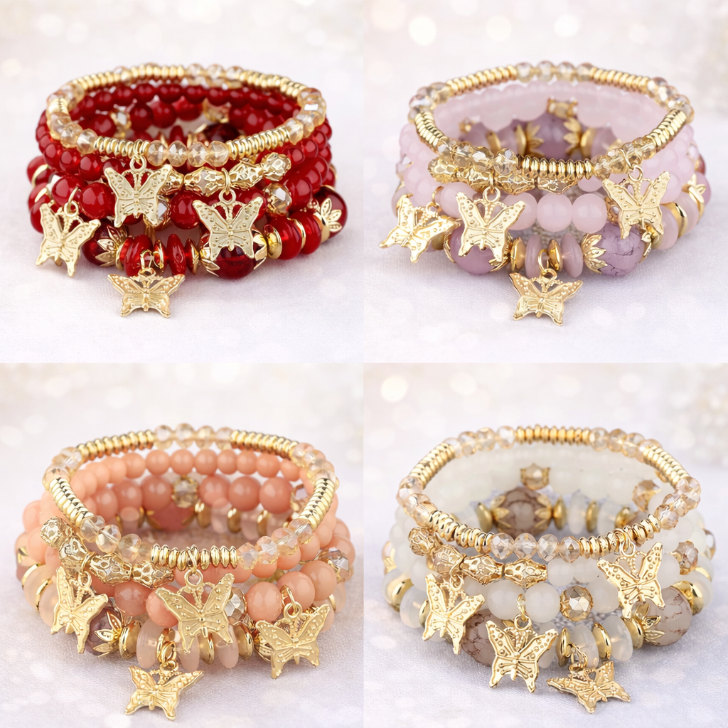 Butterfly Beaded Charm Bracelets