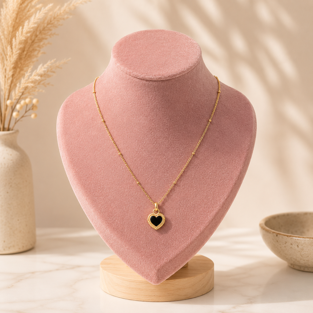 Reversible Heart Pendant Necklace – 18K Gold Plated | Tarnish Resistant