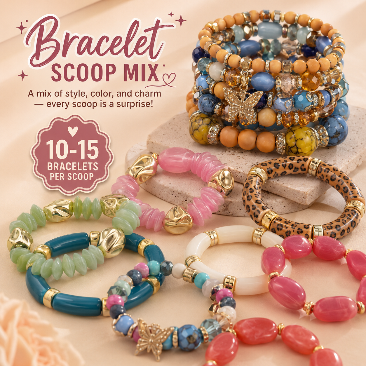 Mystery Bracelet Scoop Mix – 10–15 Bracelets + Chance to Win Extra Bags 🎁