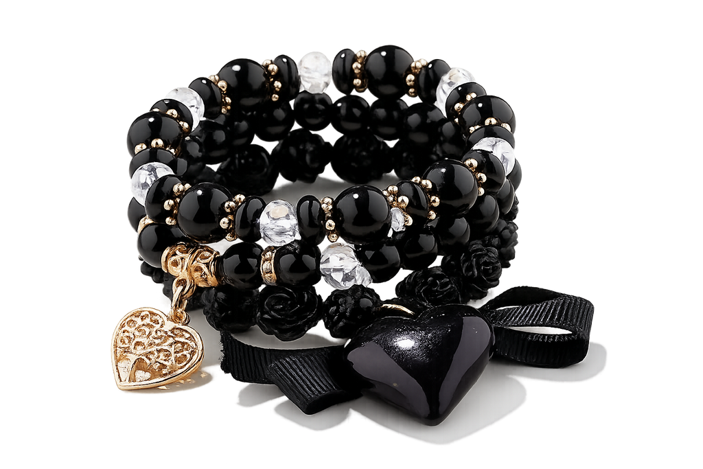 Elegant Heart & Crystal Stretch Bracelet