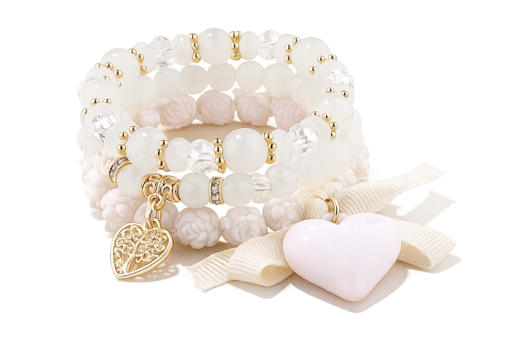 Elegant Heart & Crystal Stretch Bracelet