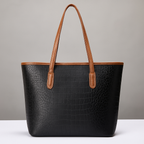 Croc-Embossed Leather Tote Bag