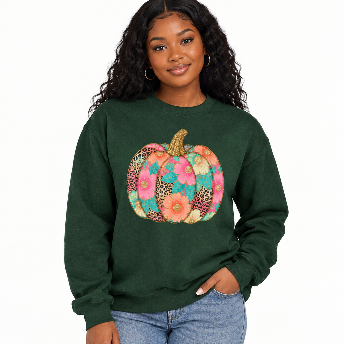 Floral Leopard Pumpkin Fall Tee & Sweatshirt