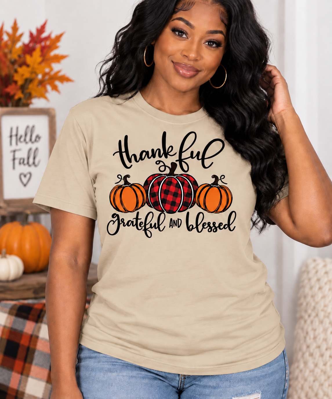Thankful, Grateful & Blessed Fall Pumpkin T-Shirt/Sweatshirt