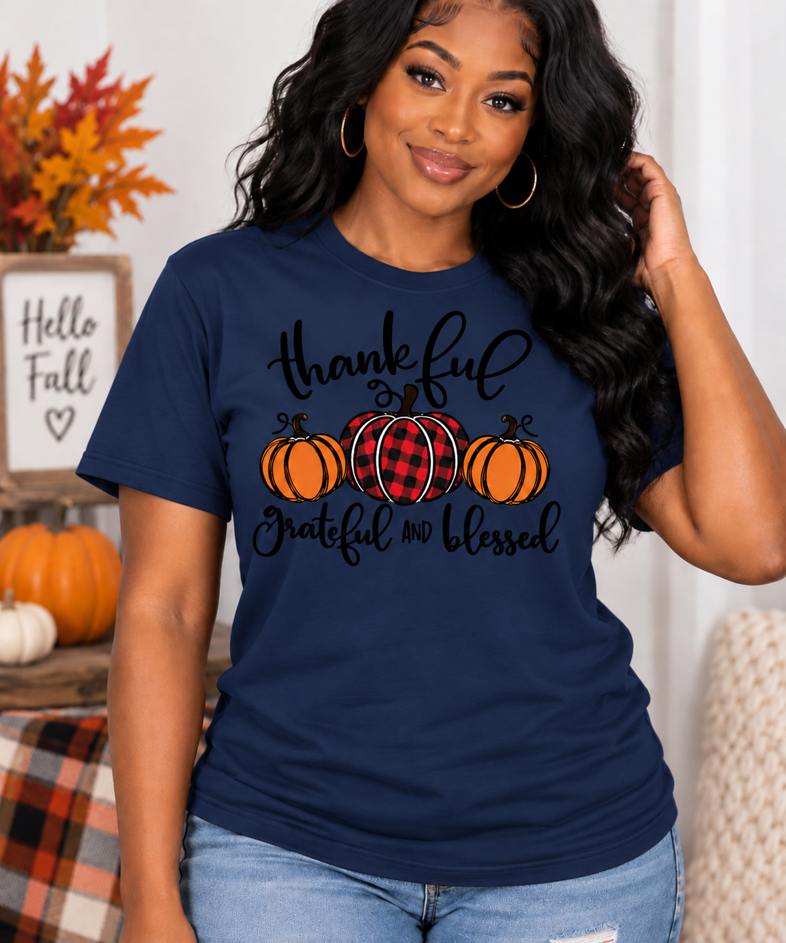 Thankful, Grateful & Blessed Fall Pumpkin T-Shirt/Sweatshirt
