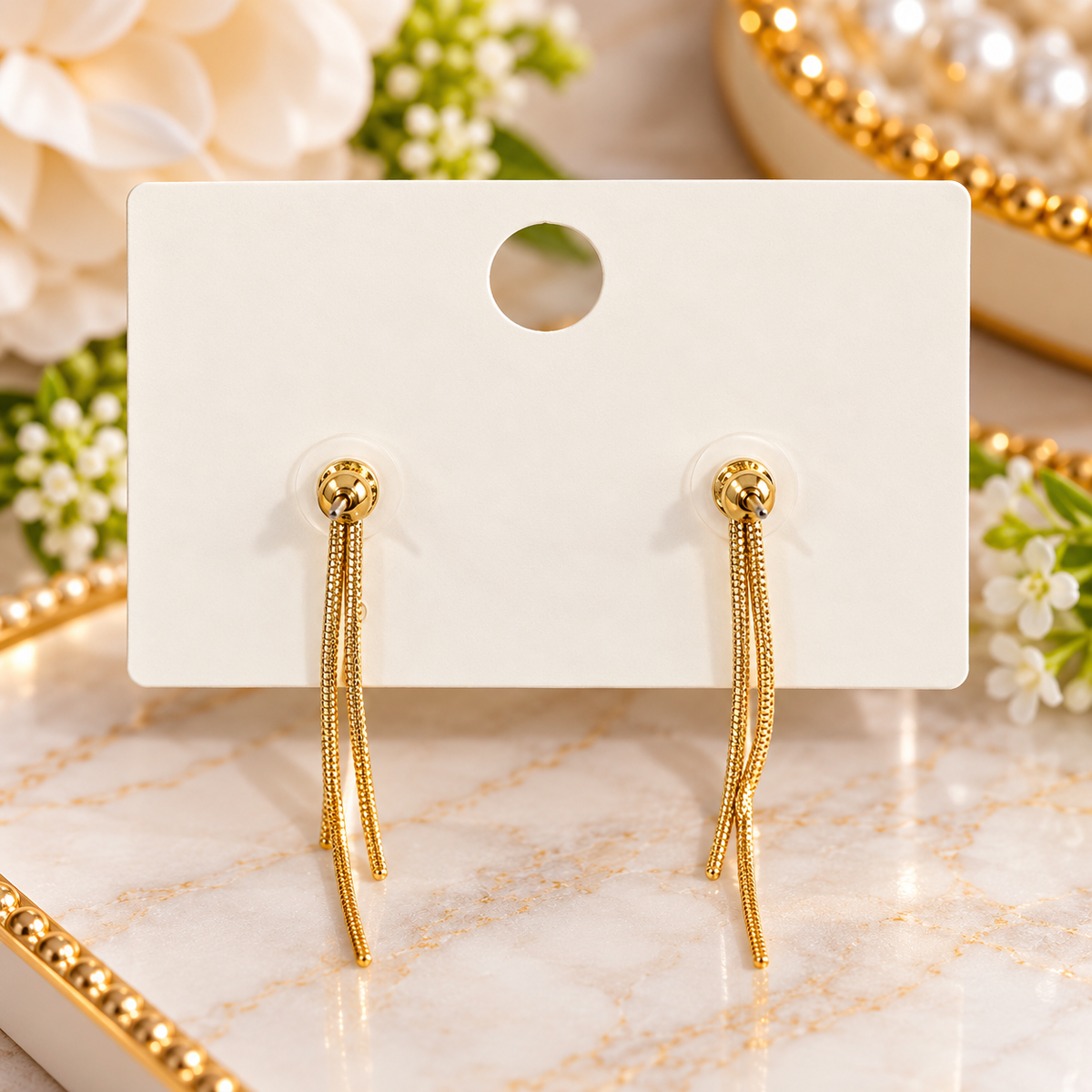 Lucky Clover Crystal Tassel Earrings – S925 Sterling Silver Post & Gold-Tone Finish
