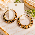 Wild Elegance Leopard Print Gold-Tone Chunky Hoop Earrings