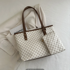 Classic Pattern Tote Bag with Matching Pouch