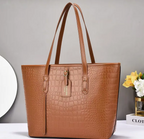 Croc-Embossed Leather Tote Bag