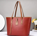Croc-Embossed Leather Tote Bag