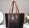 Croc-Embossed Leather Tote Bag