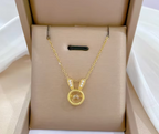 18K Gold Plated- Stainless Steel Bunny Head Necklace – Sparkling Charm Edition