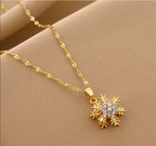 18K Gold-Plated Snowflake Pendant Necklace – Sparkling Winter Jewelry