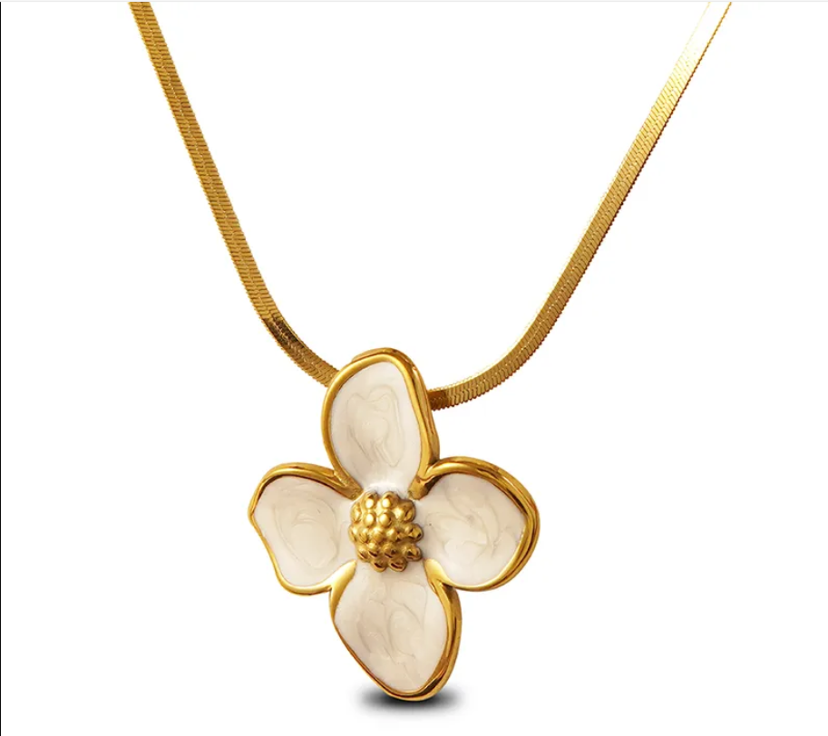 Blossom Elegance Necklace & Earring Set – 18K Gold Plated & Stainless Steel
