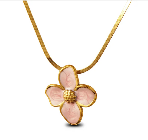 Blossom Elegance Necklace & Earring Set – 18K Gold Plated & Stainless Steel (Several different colors available)