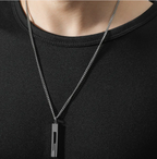 🔹 Modern Geometric Bar Pendant Necklace – Stainless Steel (Silver & Black)