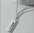 🔹 Modern Geometric Bar Pendant Necklace – Stainless Steel (Silver & Black)
