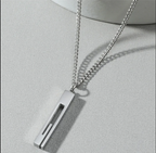 🔹 Modern Geometric Bar Pendant Necklace – Stainless Steel (Silver & Black)