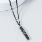 🔹 Modern Geometric Bar Pendant Necklace – Stainless Steel (Silver & Black)