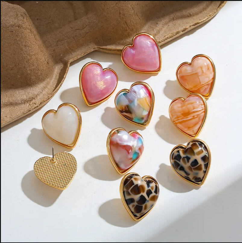 💕 ColorPop Acrylic Heart Stud Earrings