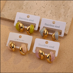 Chunky Resin Leaf Earrings – 18K Gold-Plated Stainless Steel